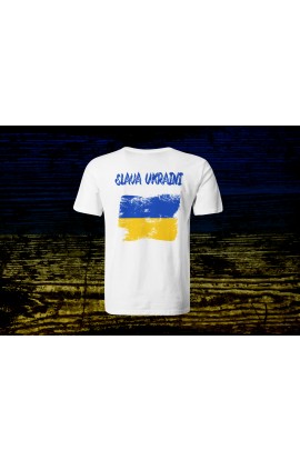 Tricou Alb "Slava Ukraini"-Print Back