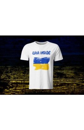 Tricou Alb "Slava Ucraini"-Print Front