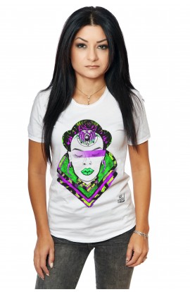 Tricou Alb Dama African Woman Green Lips