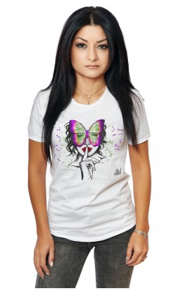 Tricou Alb Dama Butterfly Silence