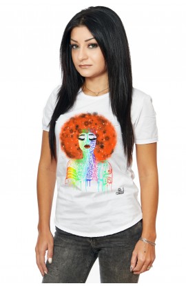 Tricou Alb Dama Orange Hair Tattoo Girl