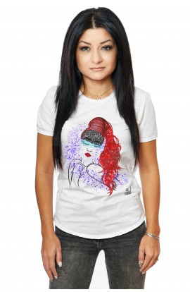 Tricou Alb Dama Sleepy Girl Red Hair