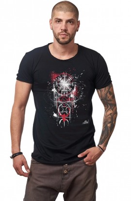 Tricou Negru Barbati - Imprimeu Galaxy Splash - Design Unic Si Original Moss