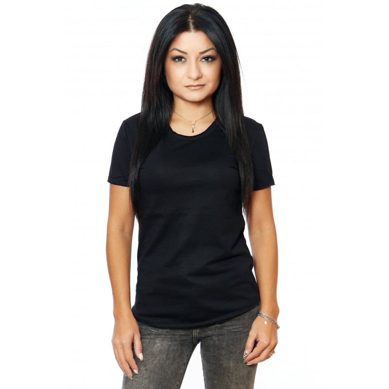 Tricou Negru Simplu De Dama - Moss Girl Pure Black - Design Unic Si Original Moss
