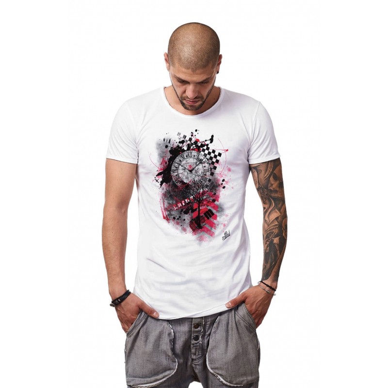 Tricou Alb Barbati - Imprimeu Carpe Diem - Design Unic Si Original Moss
