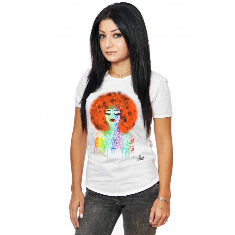 Tricou Alb Dama Orange Hair Tattoo Girl