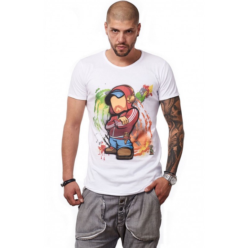 Tricou Alb MOSS - Imprimeu Dj Mc Red - #vreausaajut