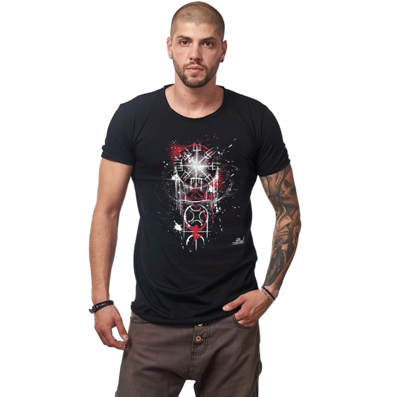 Tricou Negru Barbati - Imprimeu Galaxy Splash - Design Unic Si Original Moss