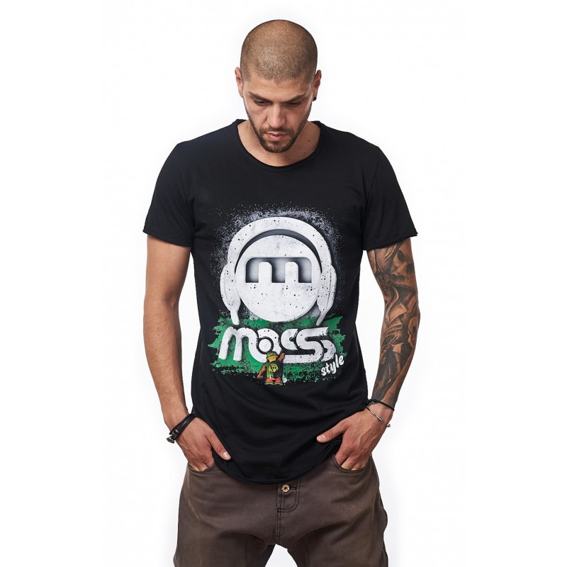 Tricou Negru Barbati - MOSS Style Green - Design Unic Si Original