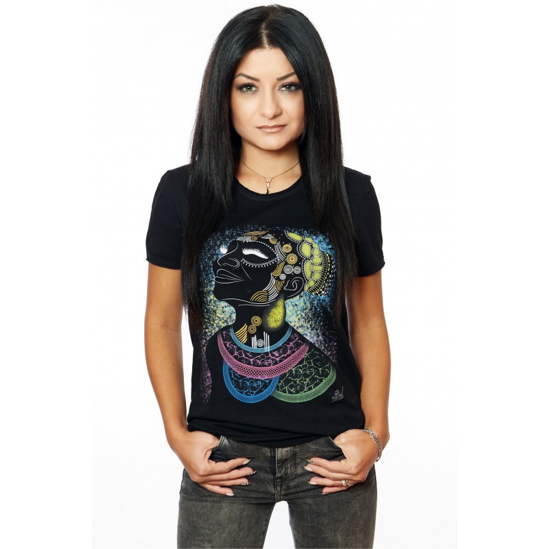 Tricou Negru Dama African Mood