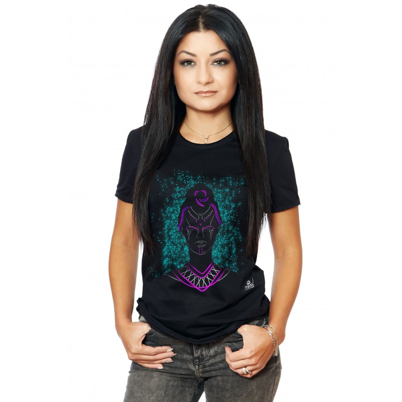 Tricou Negru Dama Indian Blue Traditions