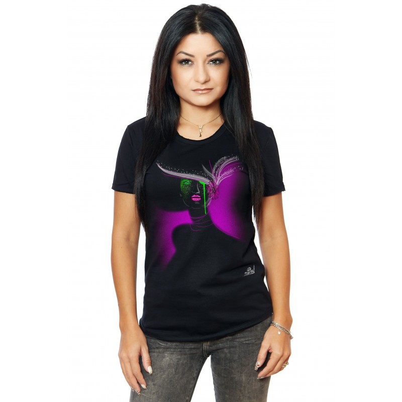 Tricou Negru Dama Lady With Green Tears