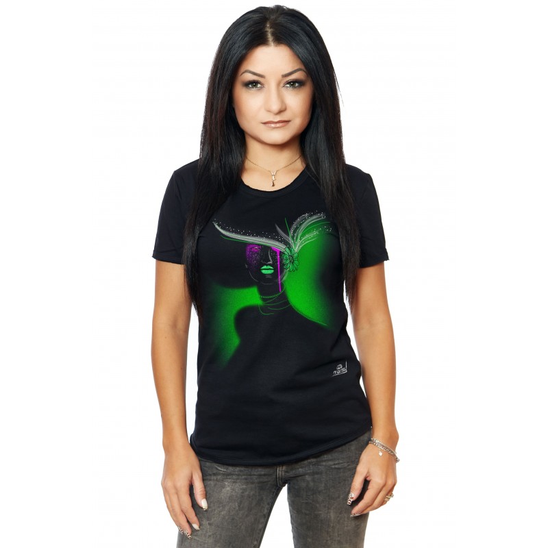 Tricou Negru Dama Lady With Pink Tears