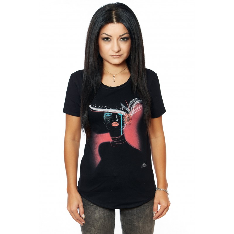 Tricou Negru Dama Lady With Turquoise Tears