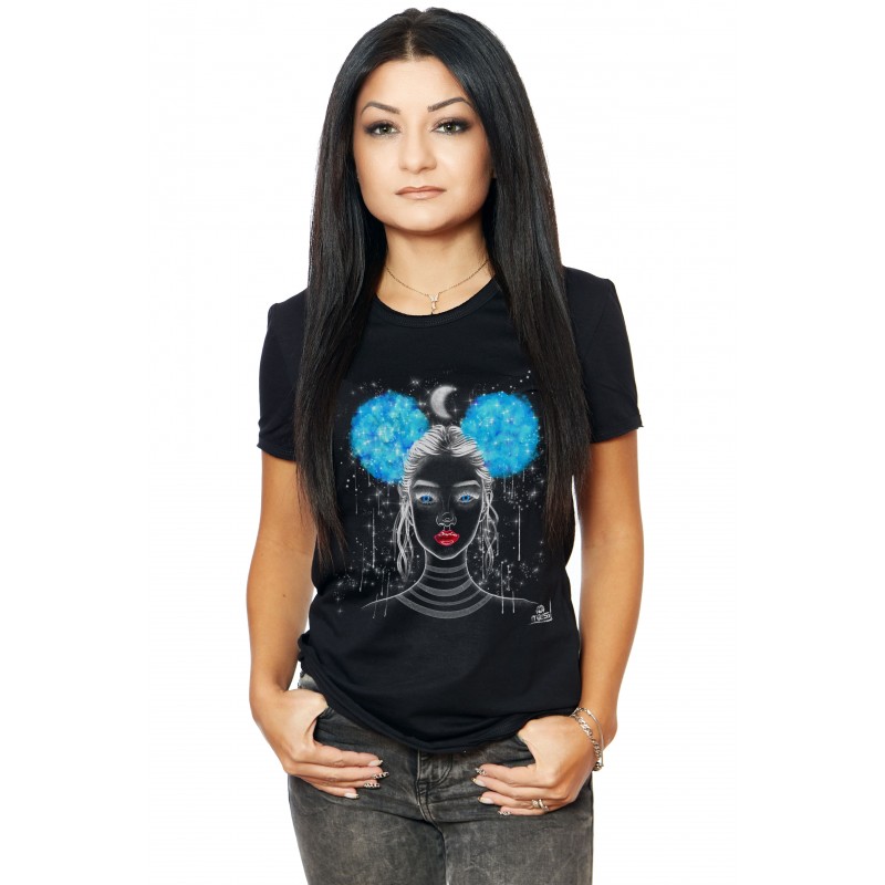 Tricou Negru Dama Little Night Blue Bear
