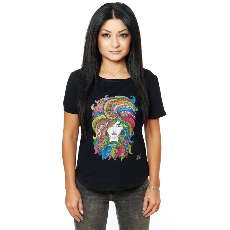 Tricou Negru Dama Medusa Style