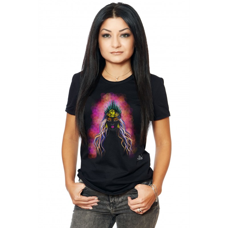 Tricou Negru Dama Orange Queen