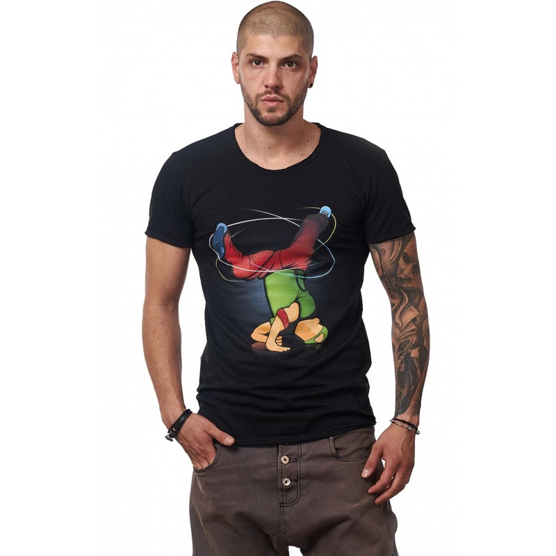 Tricou Negru De Barbati - Breakdancer Green - Design Unic Si Original Moss