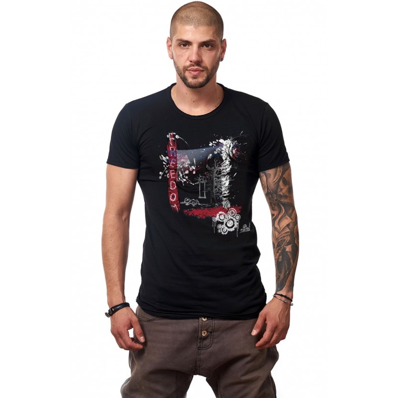 Tricou Negru De Barbati - Imprimeu Freedom - Design Unic Si Original Moss