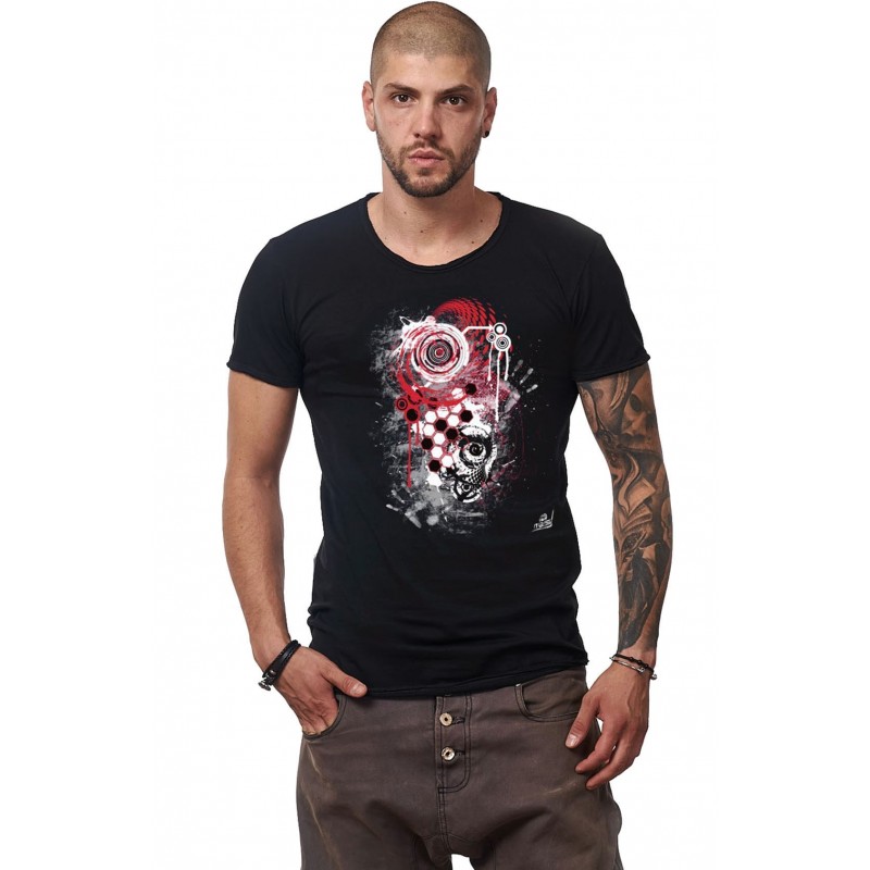 Tricou Negru De Barbati - Imprimeu Whirlwind - Design Unic Si Original Moss