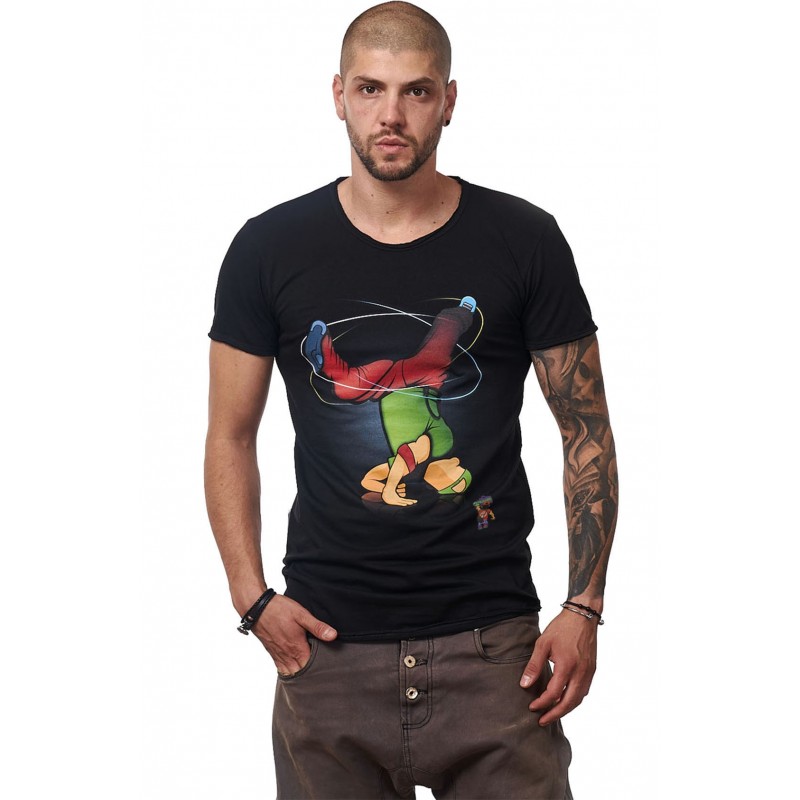 Tricou Negru MOSS - Breakdancer Green - #vreausaajut