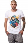 Tricou Alb Barbati - Imprimeu Dj Mc Blue - Design Unic Si Original Moss