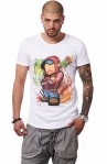 Tricou Alb Barbati - Imprimeu Dj Mc Red - Design Unic Si Original Moss