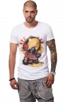 Tricou Alb Barbati - Imprimeu Dj Tiny Red - Design Unic Si Original Moss