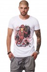 Tricou Alb Barbati - Imprimeu Street Rapper Red - Design Unic Si Original Moss 