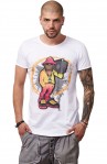 Tricou Alb Barbati - Imprimeu Street Rapper Yellow - Design Unic Si Original Moss