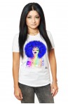 Tricou Alb Dama Blue Hair Tattoo Girl