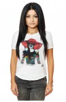 Tricou Alb Dama Lady With The Girl Red Hat