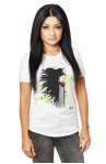 Tricou Alb Dama Long Hair Brunette