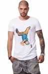 Tricou Alb MOSS - Imprimeu Breakdancer Blue - #vreausaajut