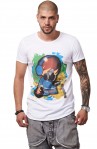 Tricou Alb MOSS - Imprimeu Dj Tiny Blue - #vreausaajut