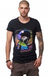 Tricou Negru Barbati - Imprimeu Dj Tiny Neon - Design Unic Si Original Moss