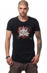 Tricou Negru Barbati - Imprimeu White Owl - Design Unic Si Original Moss